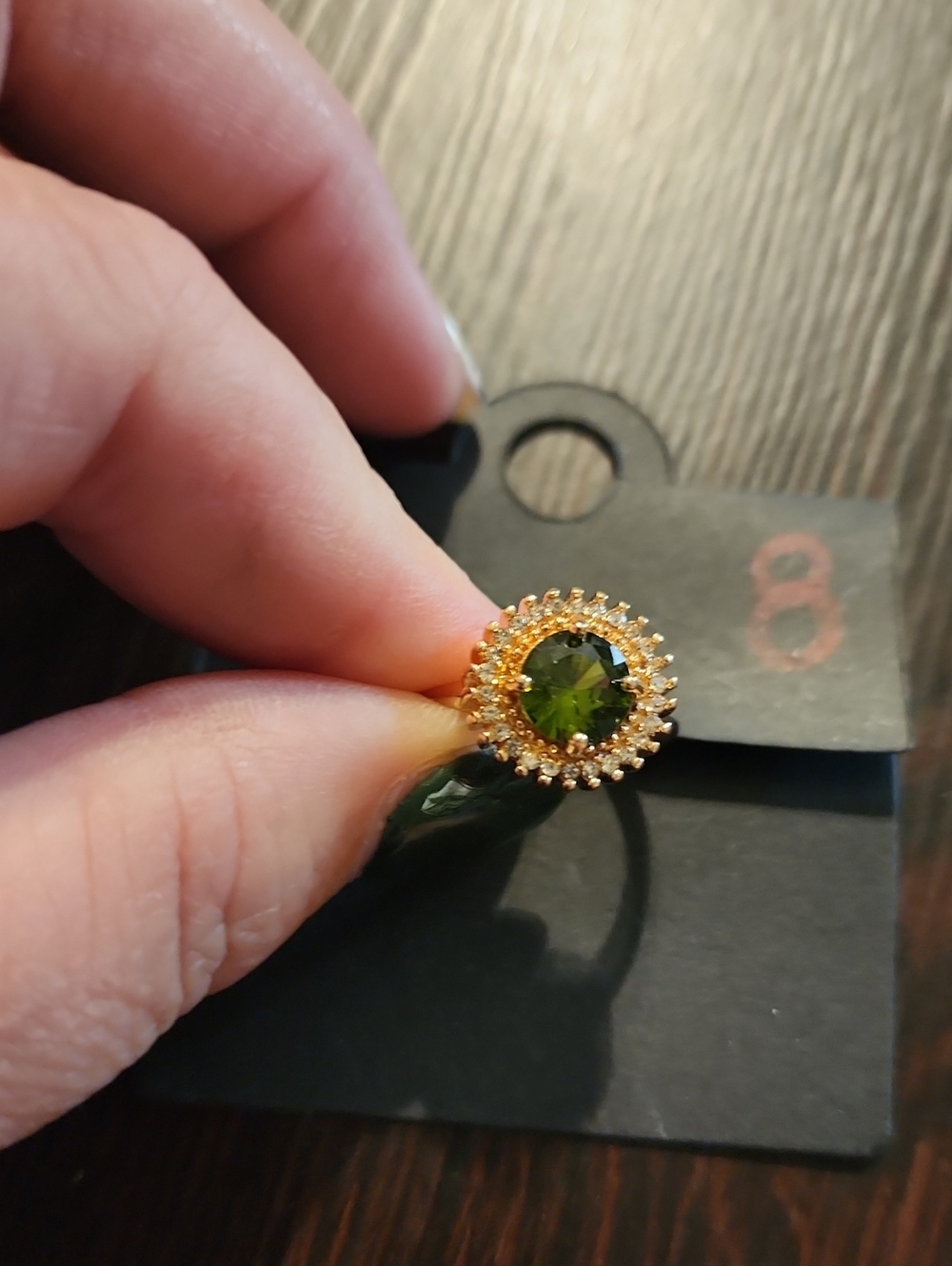 Gold-Tone Green Crystal Halo Stud Earring - Women Jewelry